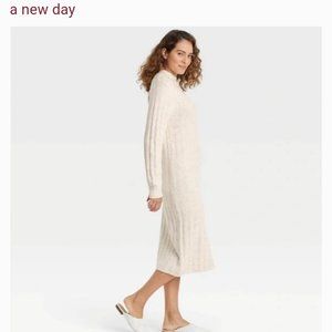 A New Day Long Sleeve Rib Knit Midi Sweater Dress